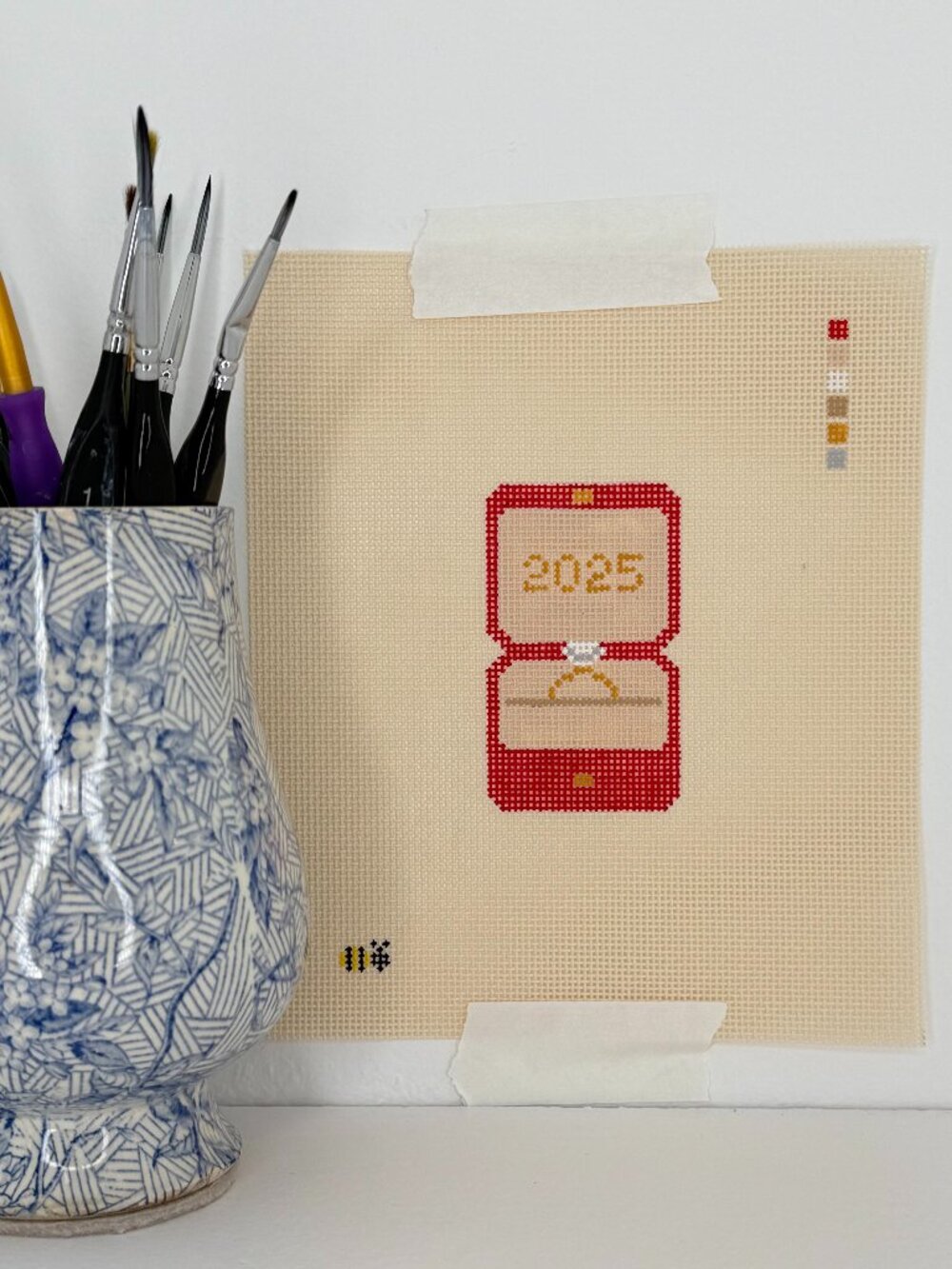 CUSTOM Ring Box Needlepoint Canvas (18 ct)